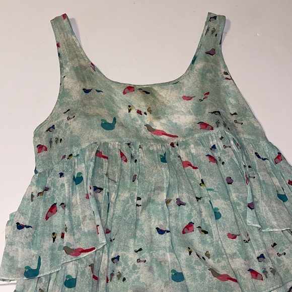 Free People Boho Green and Red Bird Themed Sleeveless Top - Women’s Size Small - Picture 4 of 10